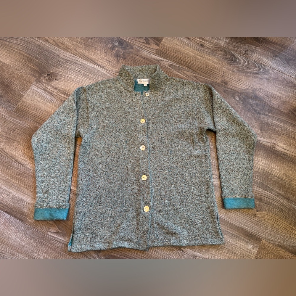 Burberry Green Tweed Button-Front Cardigan